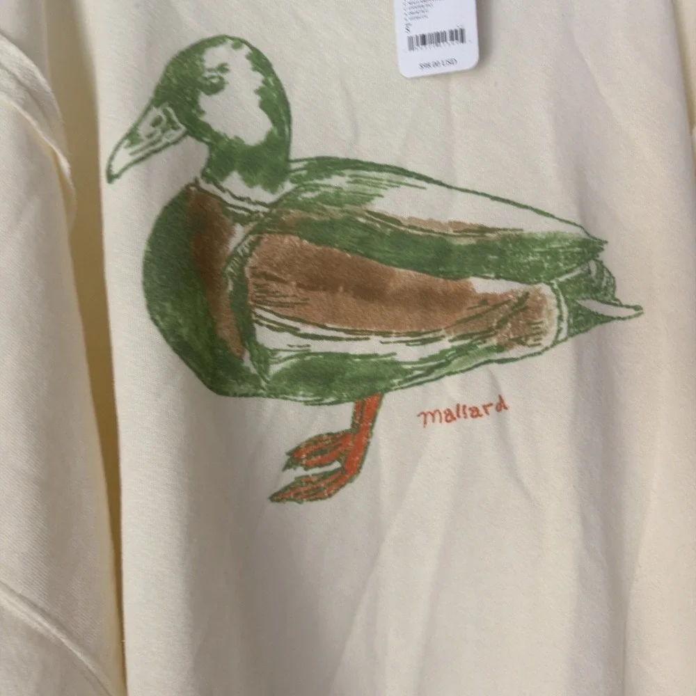 NWT We The Free People Yellow Camden Mallard Duck Crew Sweatshirt Slouch XL